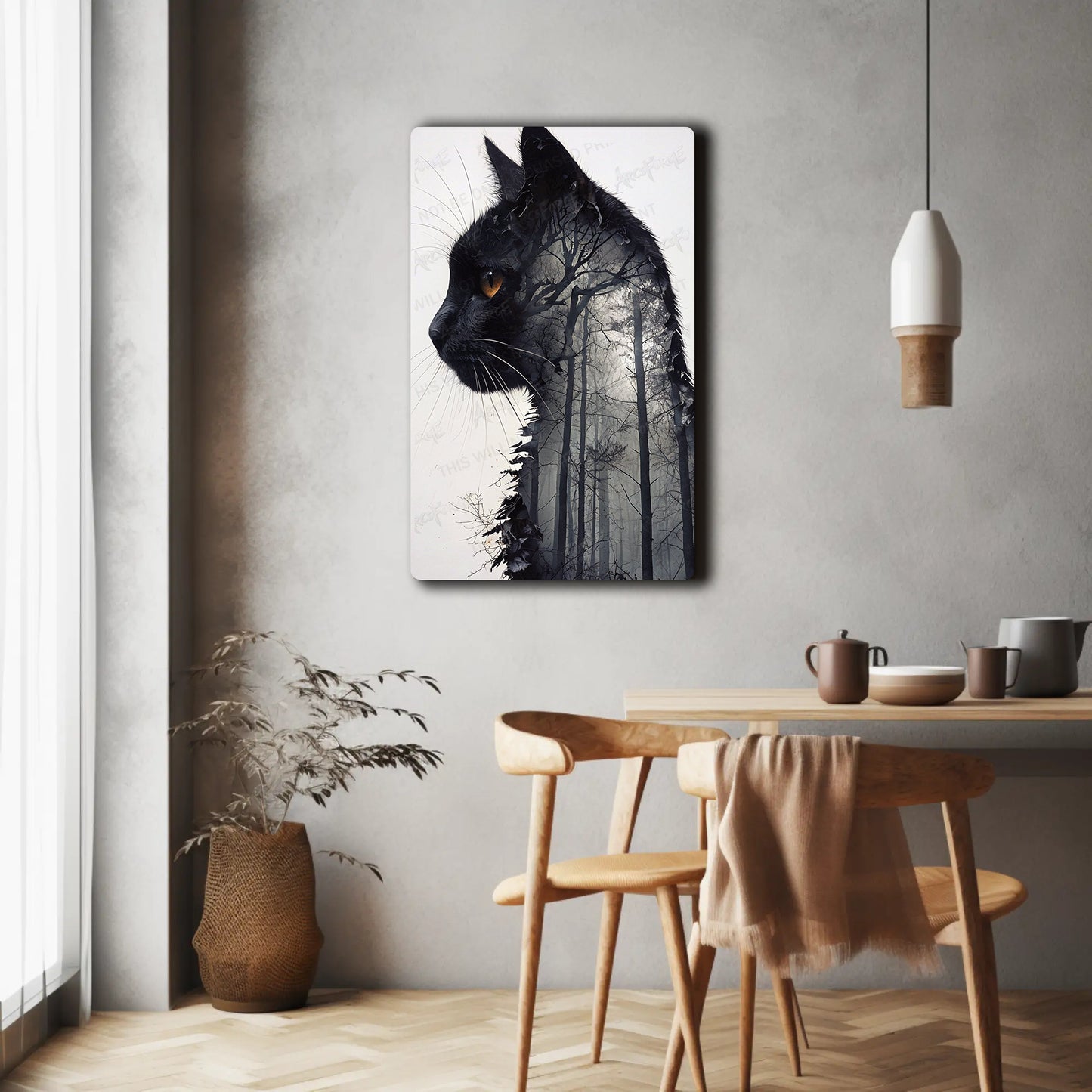 Black Cat Kitty HD Metal Wall Art – Halloween Forest Poster 12x18