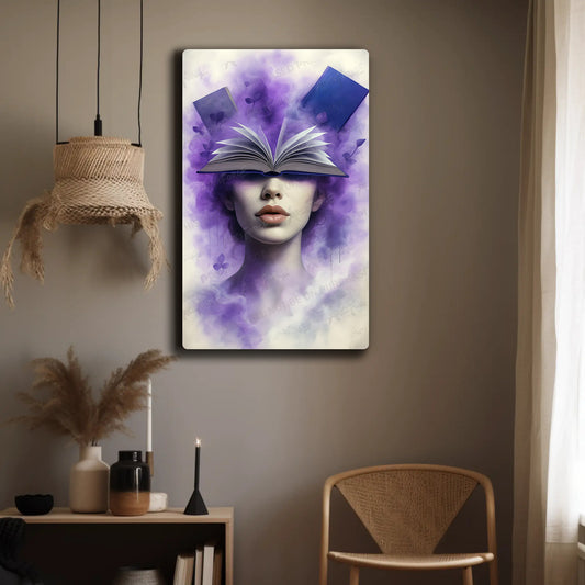 Book Lover Purple Smoke Flowers HD Metal Wall Art – Office Girl Poster 12x18