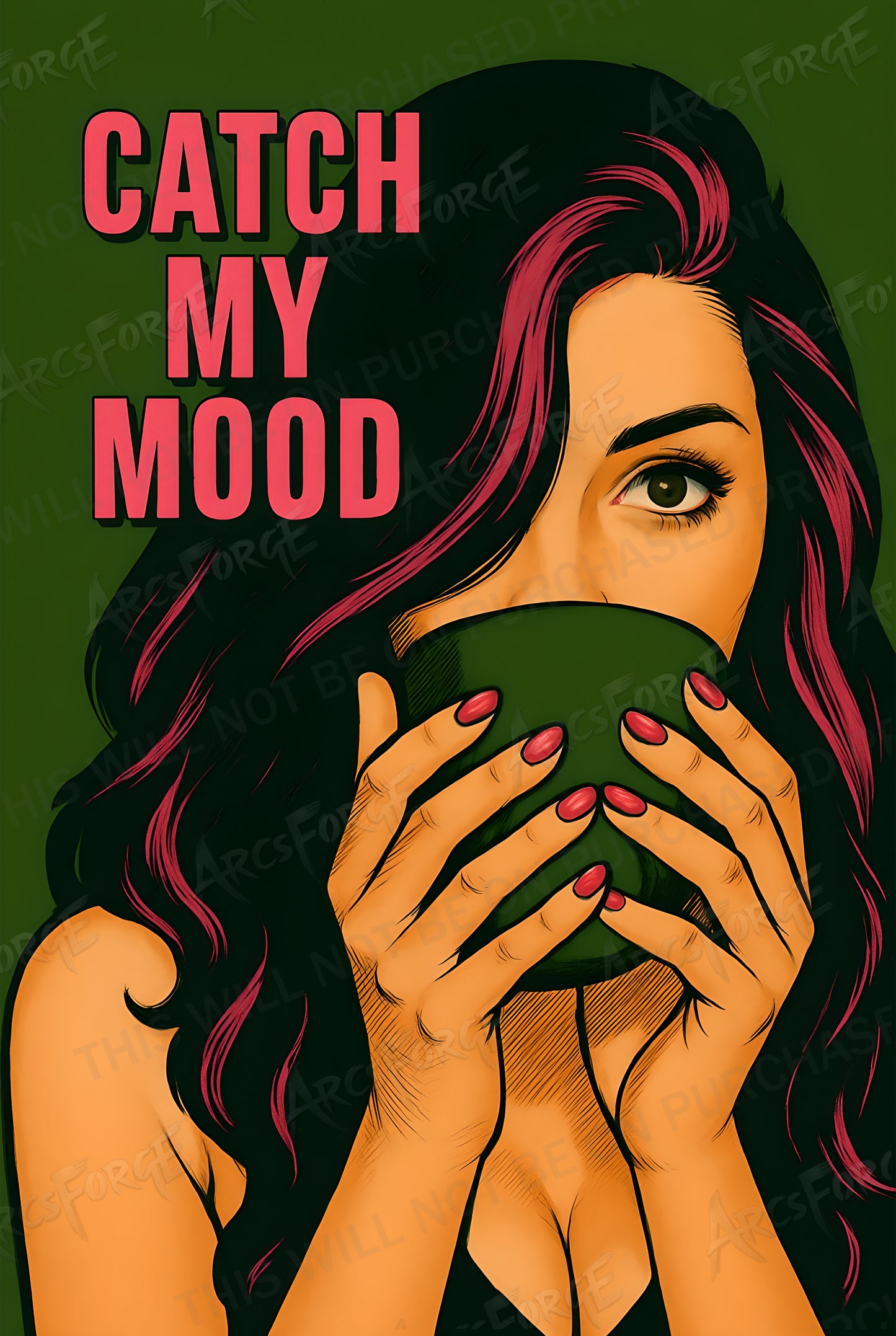 Catch My Mood Coffee Girl Woman Vintage College HD Metal Wall Art 12x18