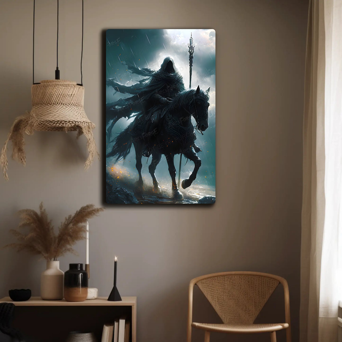 Dark Fantasy Cloaked Rider on Horse HD Metal Wall Art – Elden Ring Fan Poster 12x18