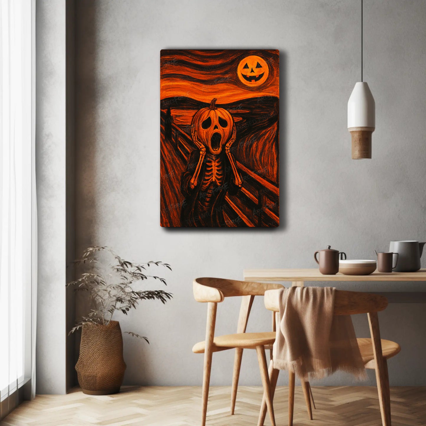 Halloween Scream Pumpkin Skeleton HD Metal Wall Art Spooky Horror Print 12x18