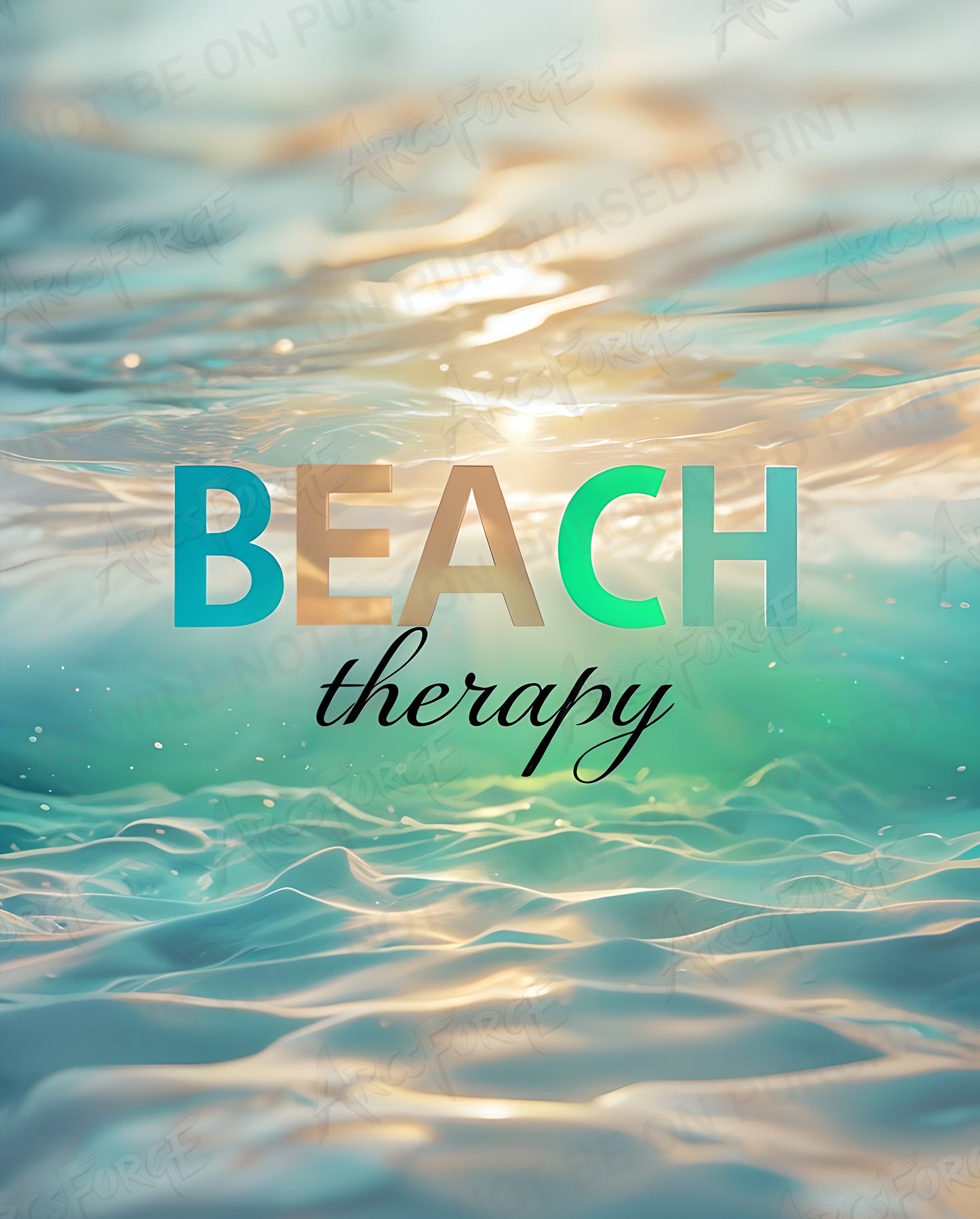 Ocean Vacation Wall Art – Beach Therapy 8x10 HD Metal Print Coastal Fun Gift
