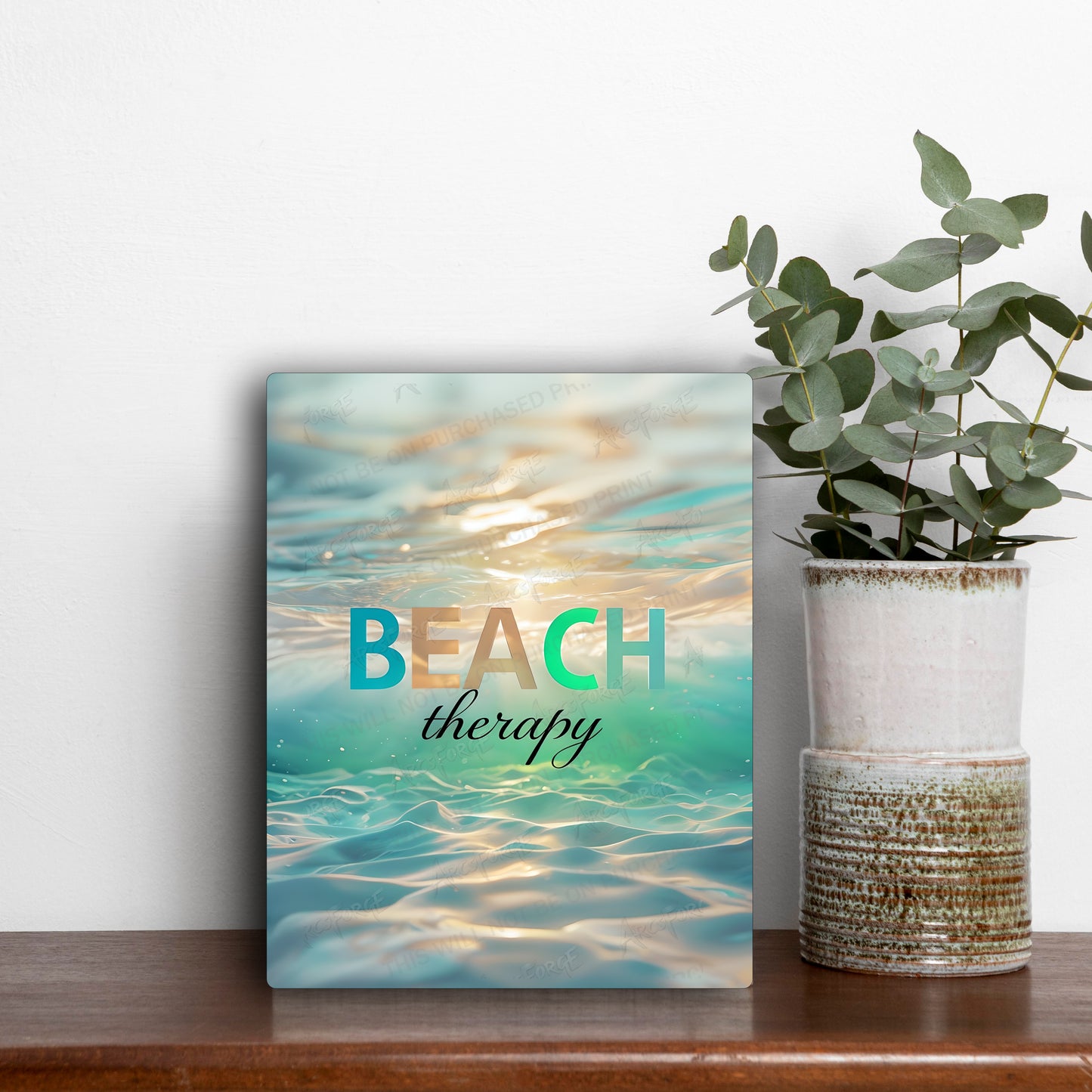 Ocean Vacation Wall Art – Beach Therapy 8x10 HD Metal Print Coastal Fun Gift