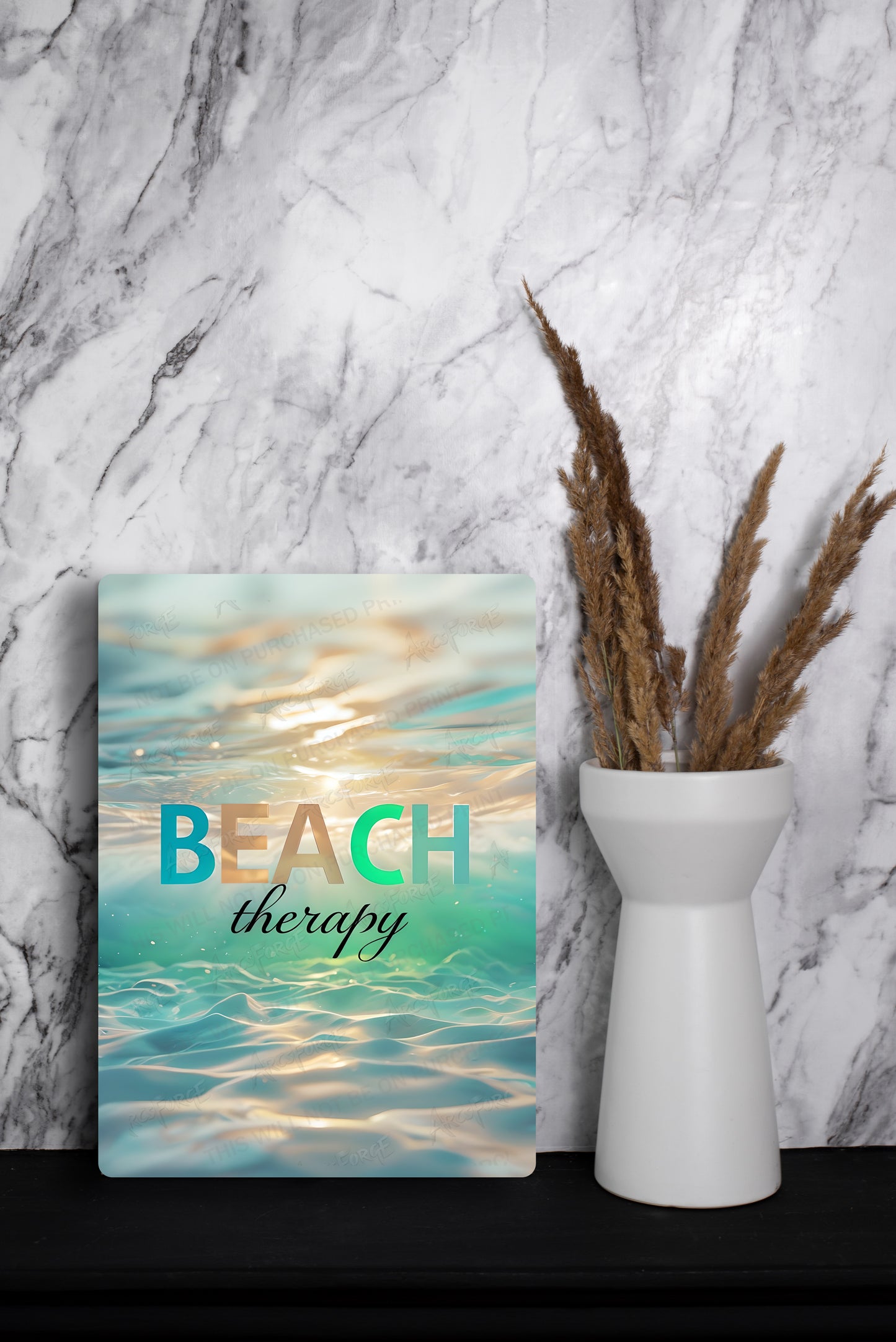 Ocean Vacation Wall Art – Beach Therapy 8x10 HD Metal Print Coastal Fun Gift