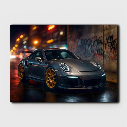 Sleek Gray Porsche Sports Car