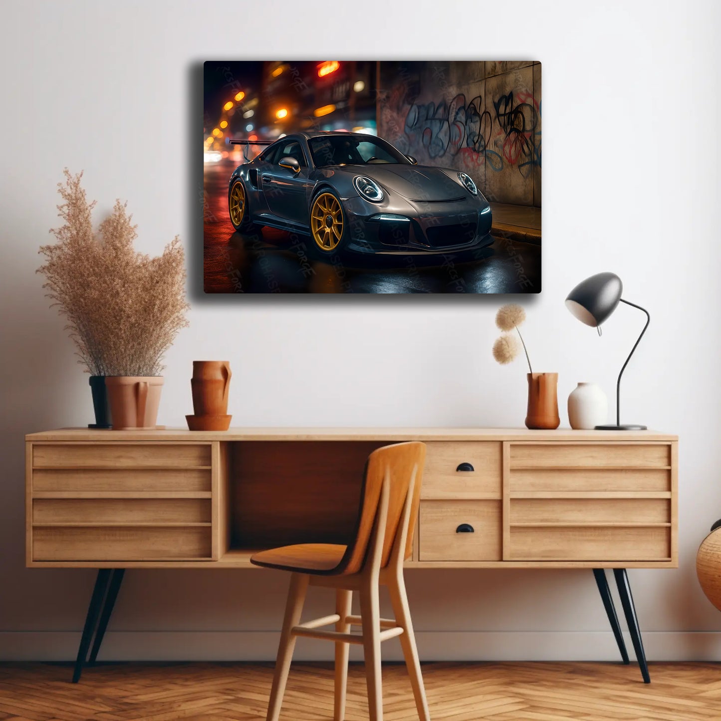 Sleek Gray Porsche Sports Car