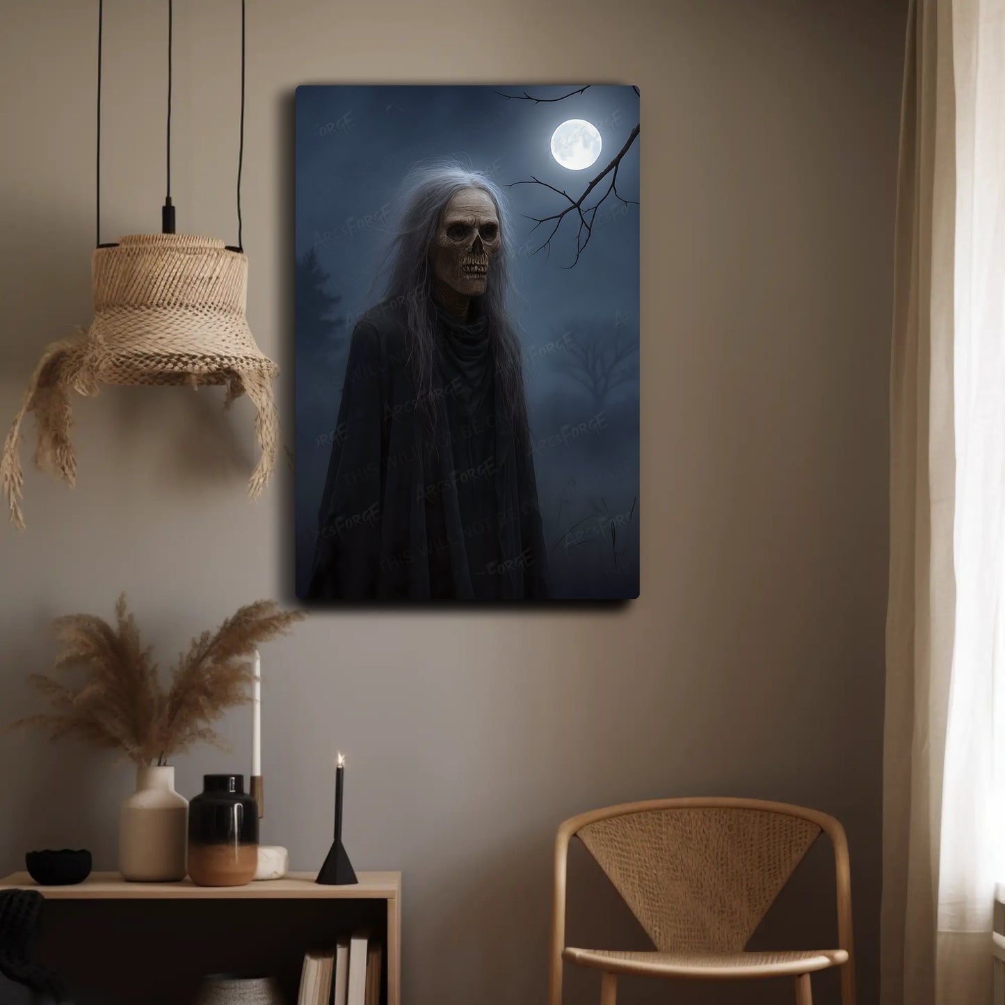 Spooky Halloween Ghoul in the Night HD Metal Wall Art – Dark Horror Poster 12x18