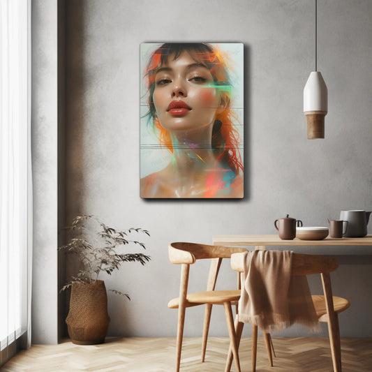 Young Woman Lips Colorful HD Metal Wall Art – Abstract Poster 12x18 Room Decor