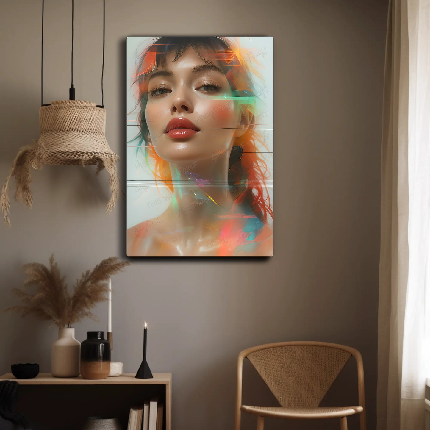 Young Woman Lips Colorful HD Metal Wall Art – Abstract Poster 12x18 Room Decor