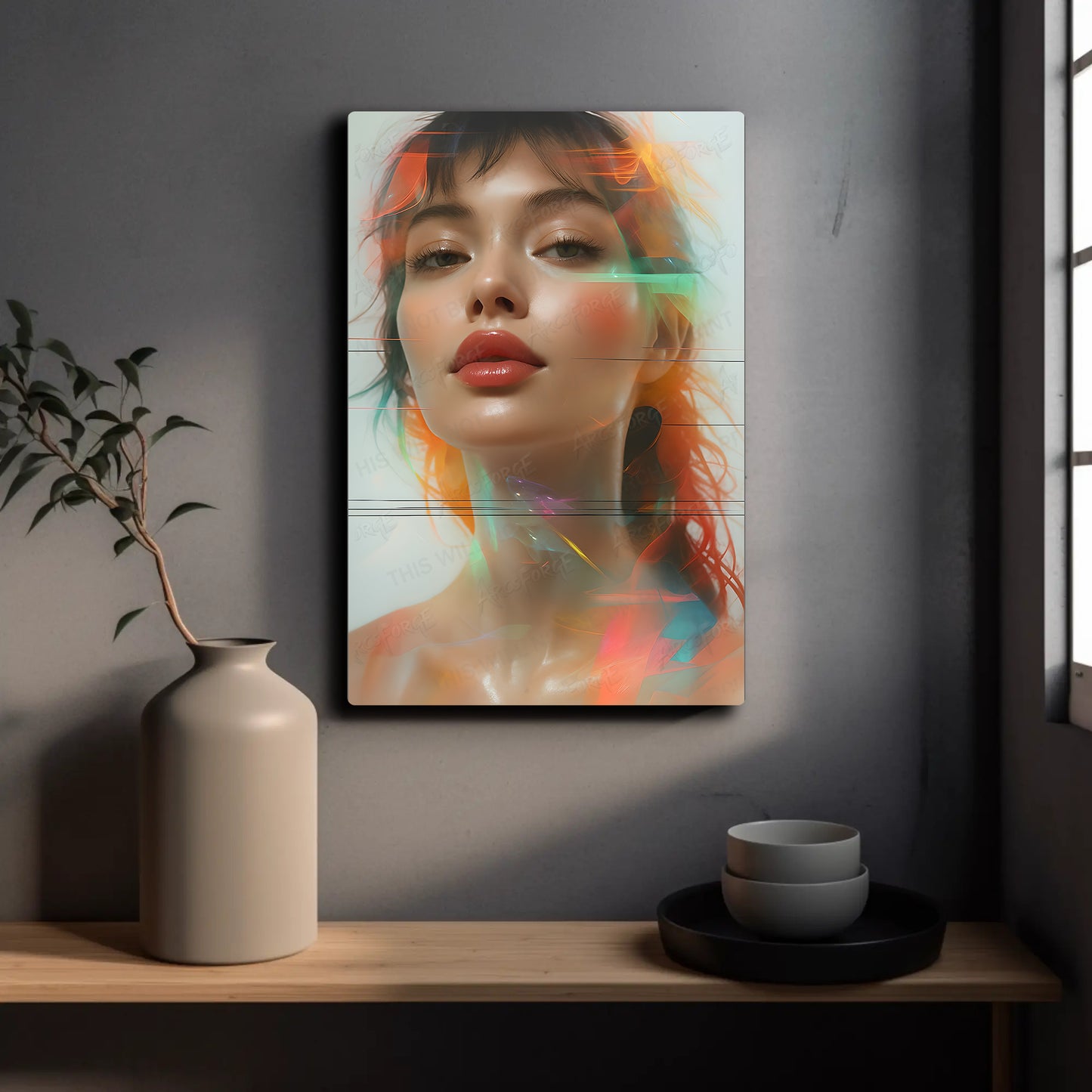 Young Woman Lips Colorful HD Metal Wall Art – Abstract Poster 12x18 Room Decor