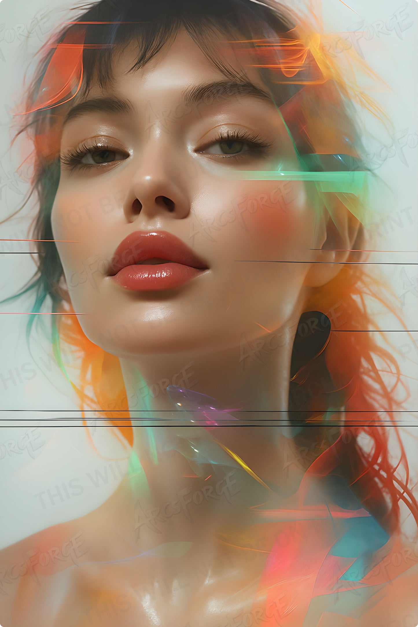 Young Woman Lips Colorful HD Metal Wall Art – Abstract Poster 12x18 Room Decor