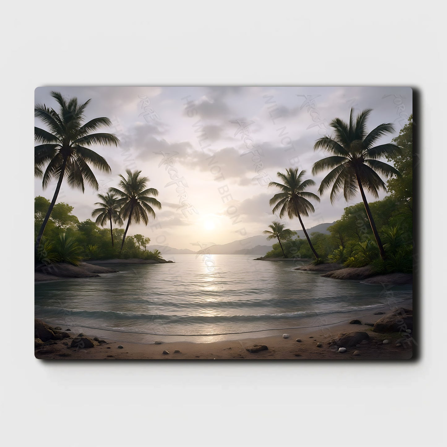 Tropical Island Sunset Beach Palm Trees