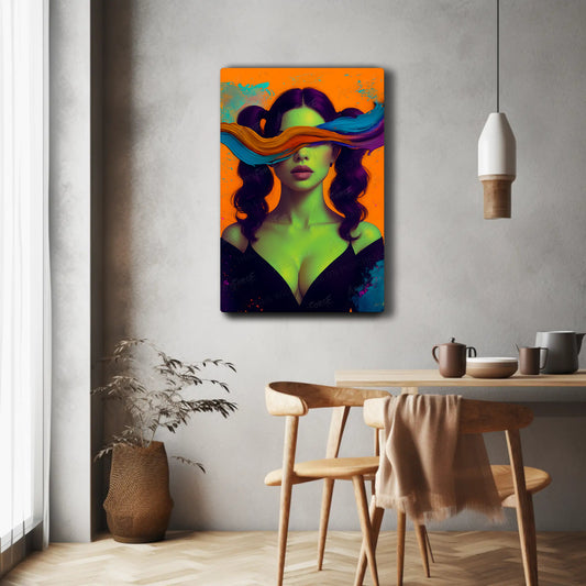 Vibrant Brushstrokes Color Girl Portrait HD Metal Wall Art – Abstract Poster 12x18