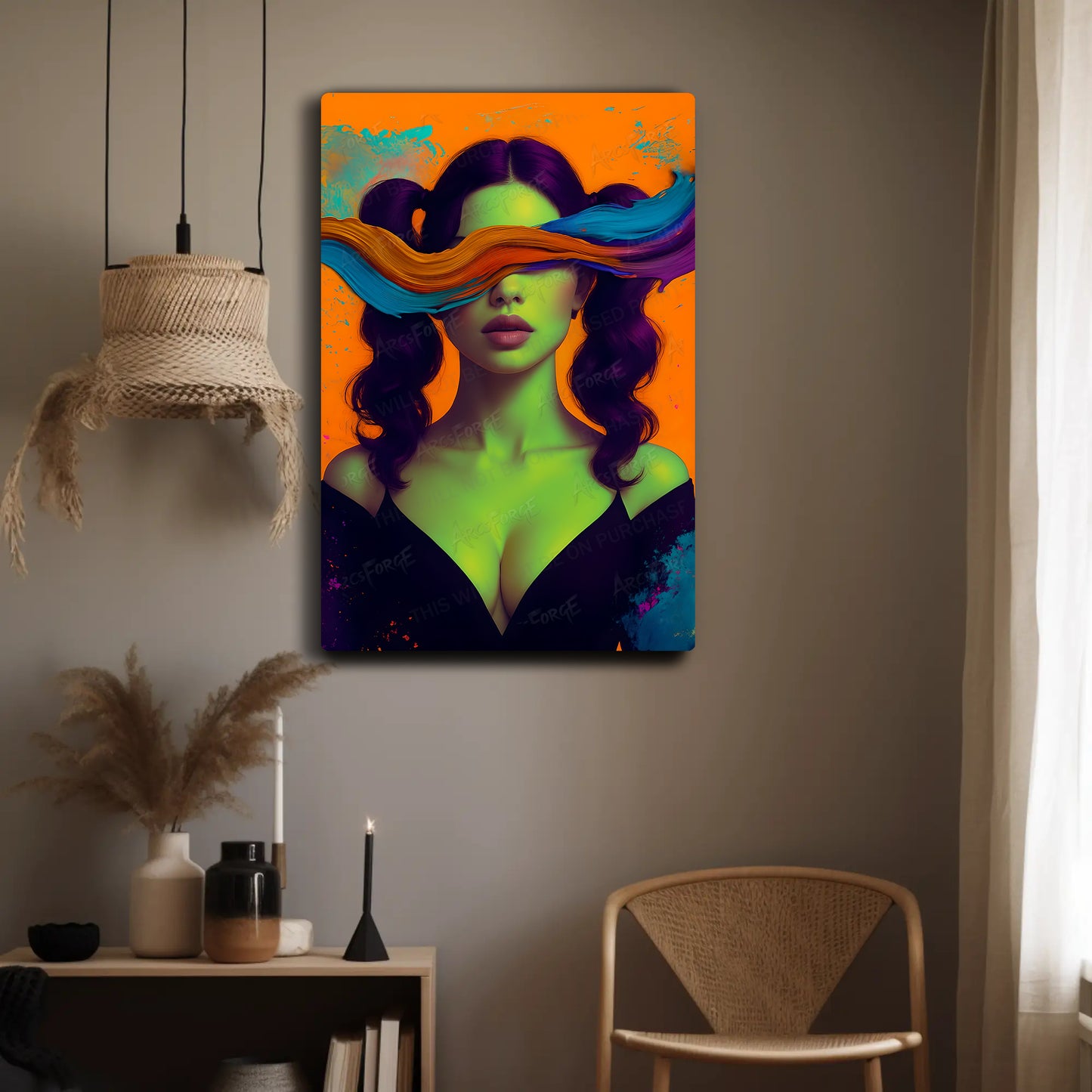 Vibrant Brushstrokes Color Girl Portrait HD Metal Wall Art – Abstract Poster 12x18