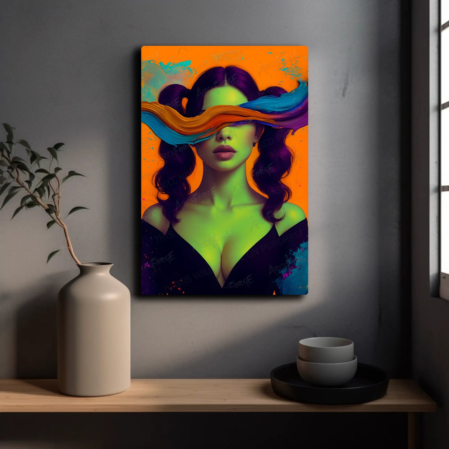 Vibrant Brushstrokes Color Girl Portrait HD Metal Wall Art – Abstract Poster 12x18