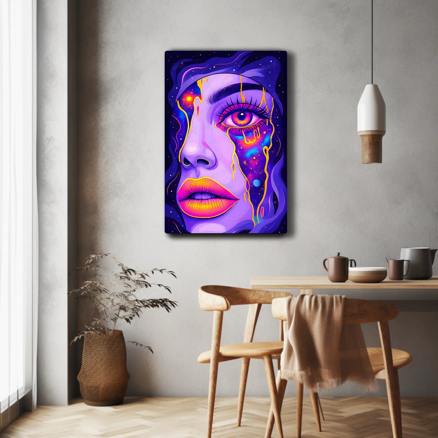Vibrant Psychedelic Girl with Cosmic Details