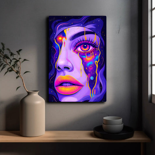 Vibrant Psychedelic Girl with Cosmic Details