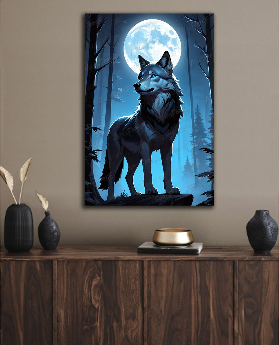 Wolf Posing Moon