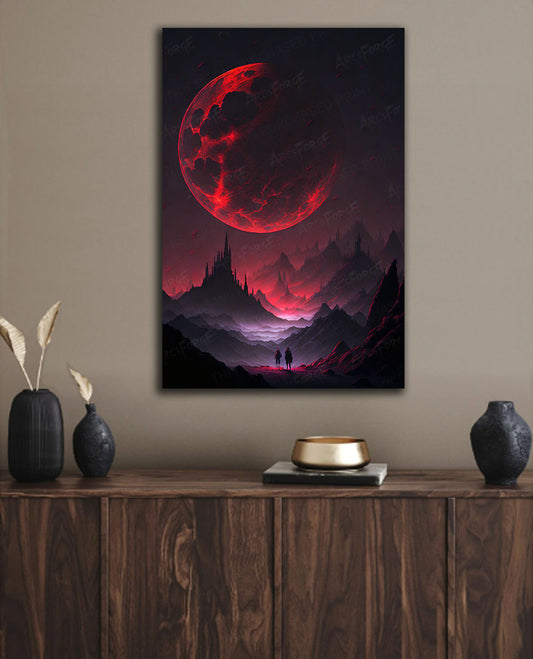 Blood Moon Over Mountains