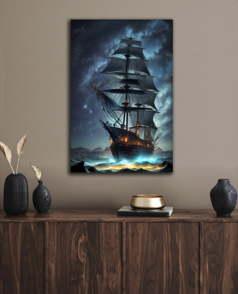 Ship Sail Night Sky HD