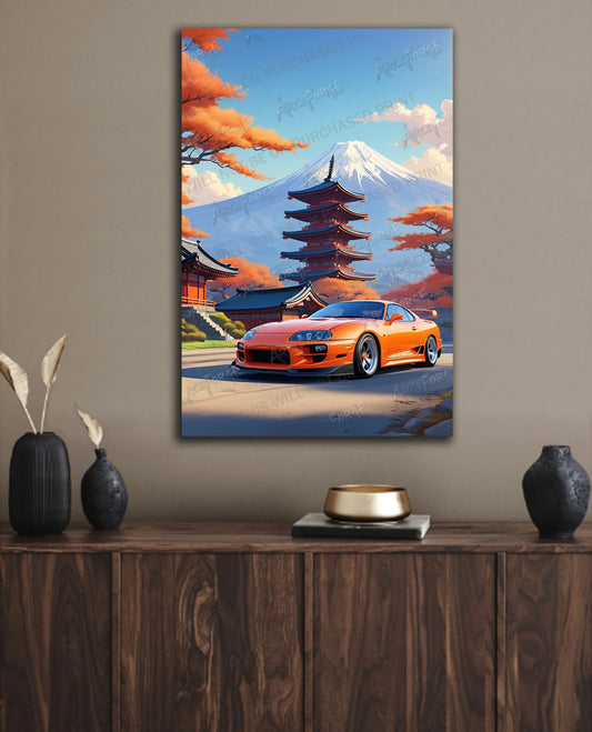 Toyota Supra MK4 Metal Wall Art – Iconic JDM Legend | HD Glossy Print for Car Lovers