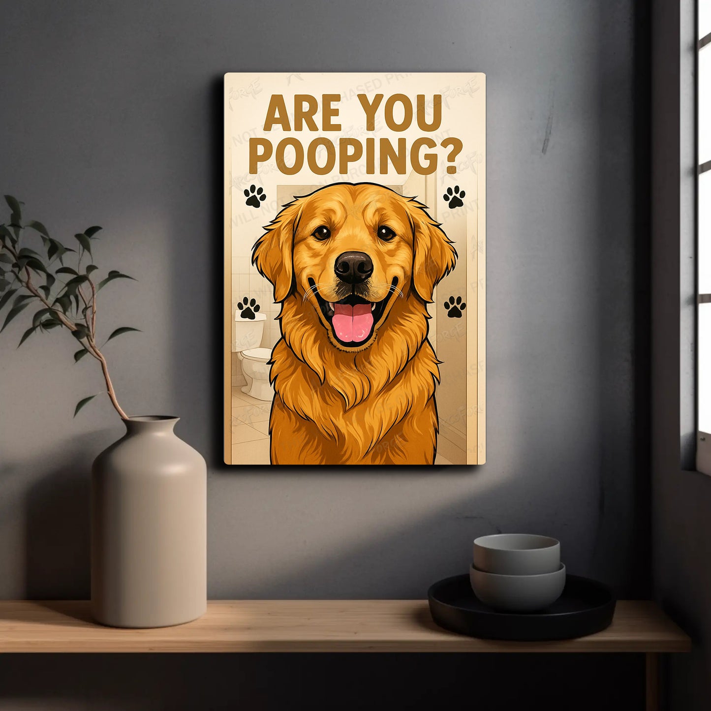 Are You Pooping Golden Retriever HD Metal Wall Art – Dog Lover Paw Poster 12x18