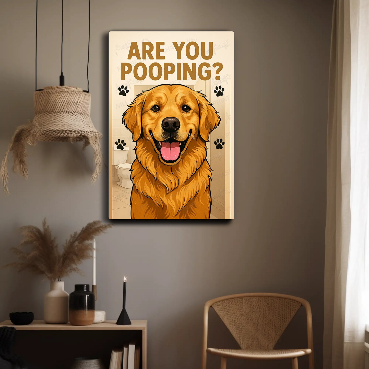 Are You Pooping Golden Retriever HD Metal Wall Art – Dog Lover Paw Poster 12x18