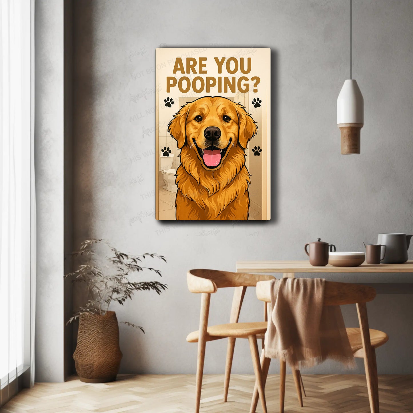 Are You Pooping Golden Retriever HD Metal Wall Art – Dog Lover Paw Poster 12x18