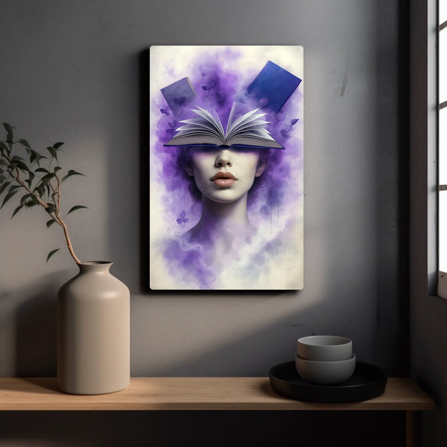 Book Lover Purple Smoke Flowers HD Metal Wall Art – Office Girl Poster 12x18