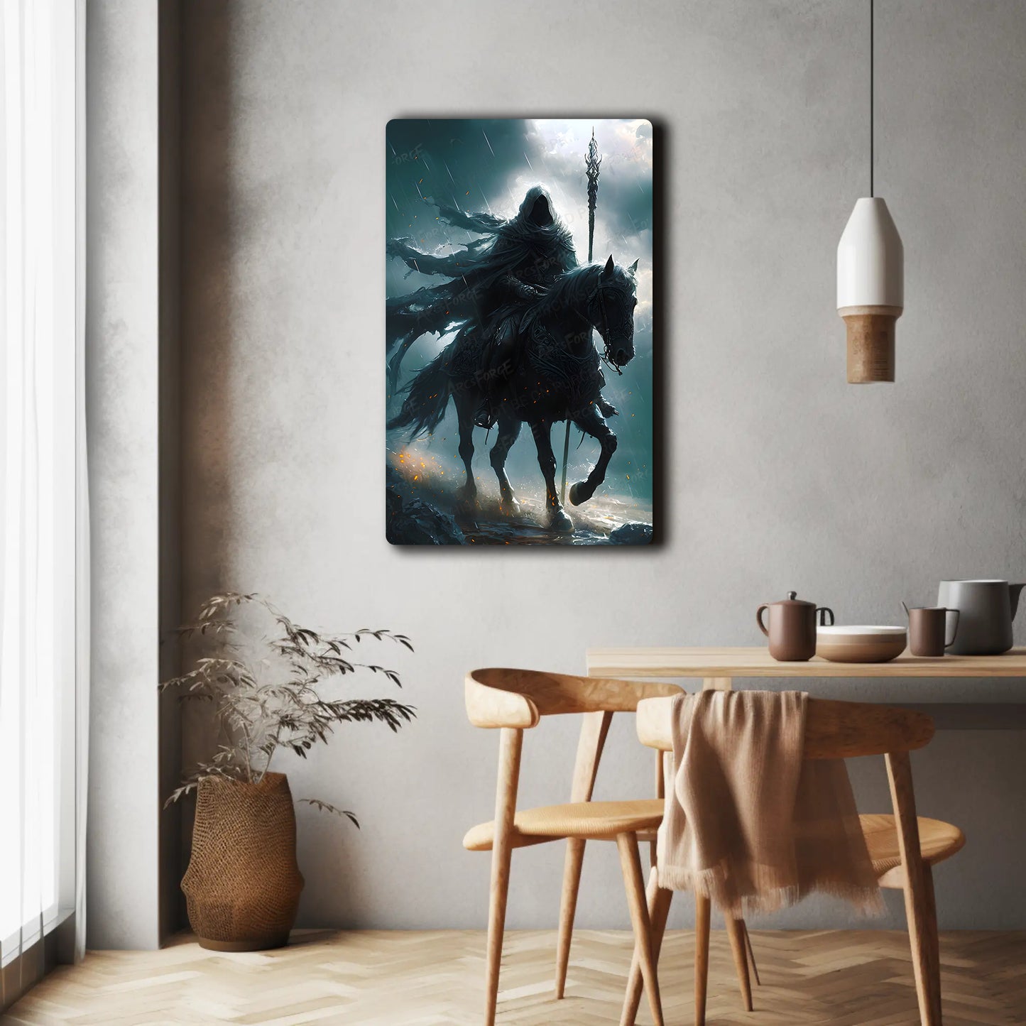 Dark Fantasy Cloaked Rider on Horse HD Metal Wall Art – Elden Ring Fan Poster 12x18