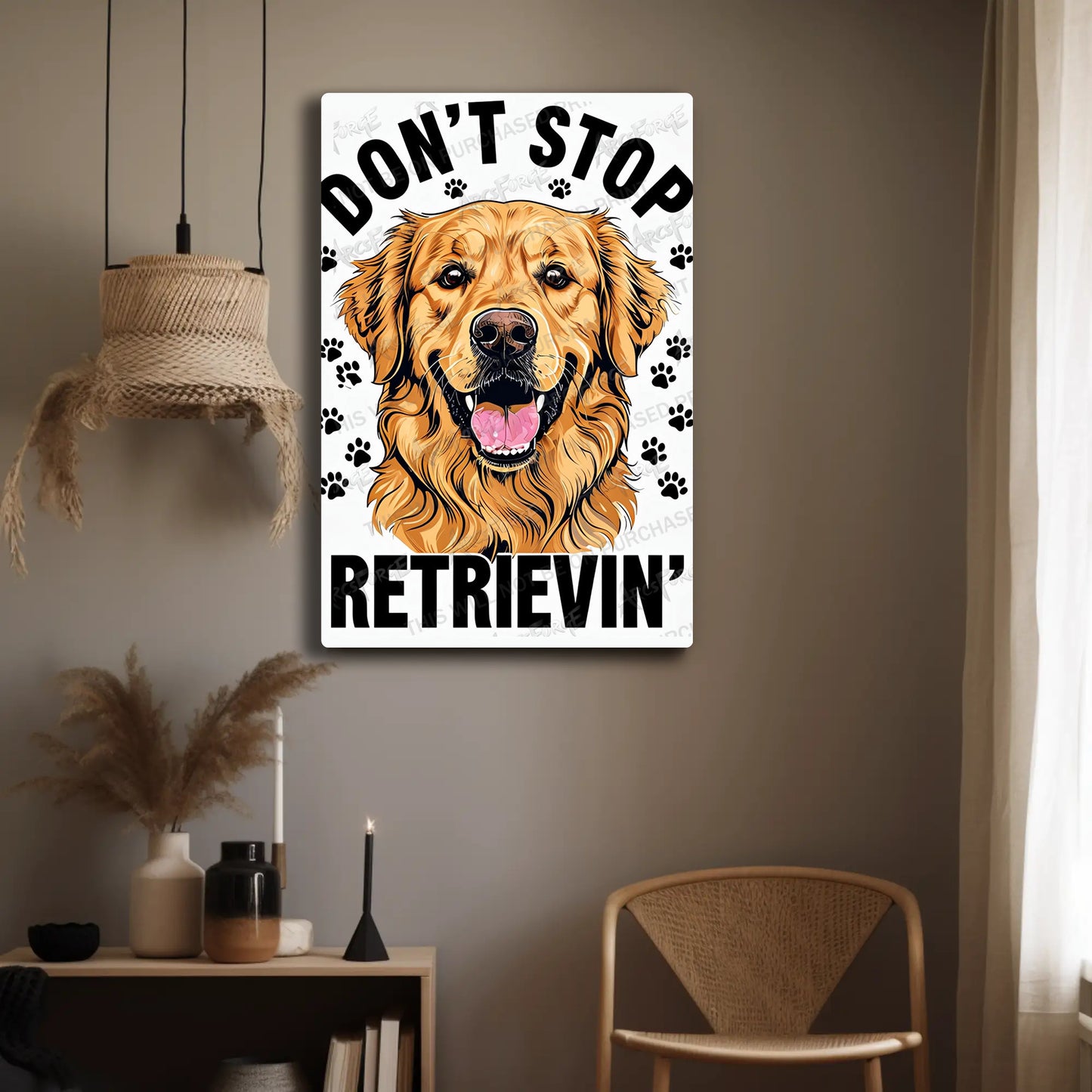 Don’t Stop Retrievin Golden Retriever HD Metal Wall Art – Dog Fans Poster 12x18