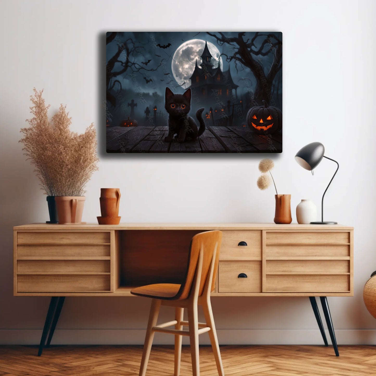 Haunting Halloween Night Full Moon Gothic House
