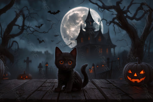 Haunting Halloween Night Full Moon Gothic House