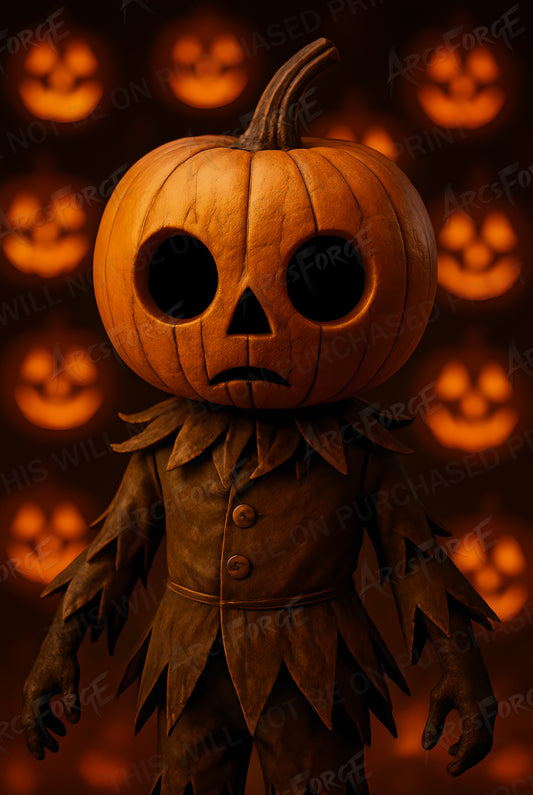Pumpkin Head Scarecrow HD Metal Wall Art – Halloween Decor Poster 12x18