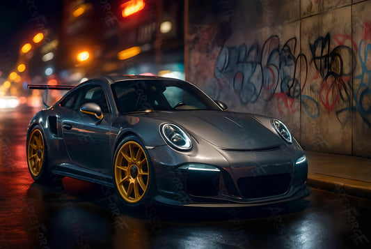 Sleek Gray Porsche Sports Car