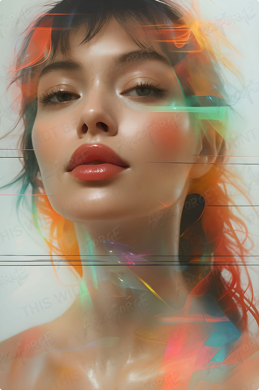 Young Woman Lips Colorful HD Metal Wall Art – Abstract Poster 12x18 Room Decor