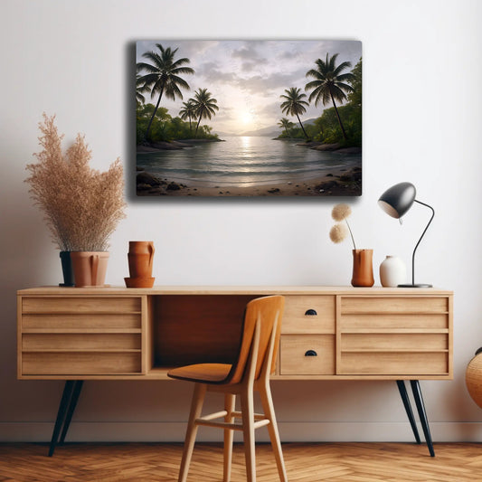 Tropical Island Sunset Beach Palm Trees