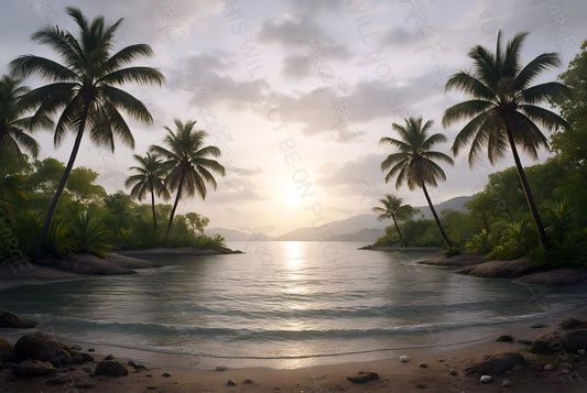Tropical Island Sunset Beach Palm Trees