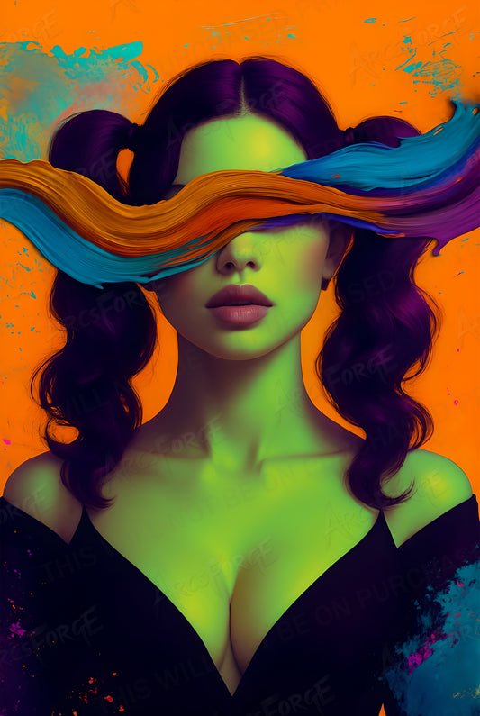 Vibrant Brushstrokes Color Girl Portrait HD Metal Wall Art – Abstract Poster 12x18