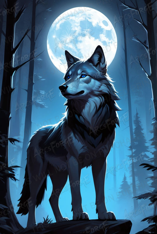 Wolf Posing Moon