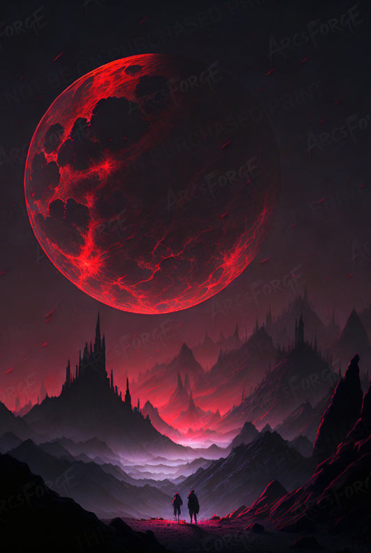 Blood Moon Over Mountains