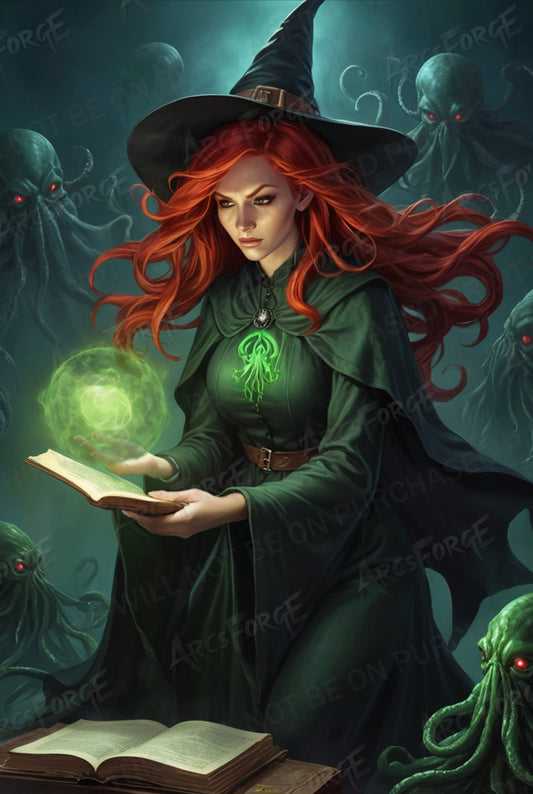 Summon the Unknown – Witch & Alien Ritual Metal Poster