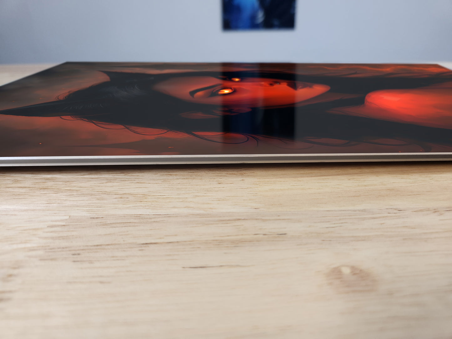 Gothic Girl Devil Cat in Flames HD Metal Wall Art – Dark Fantasy Poster 12x18