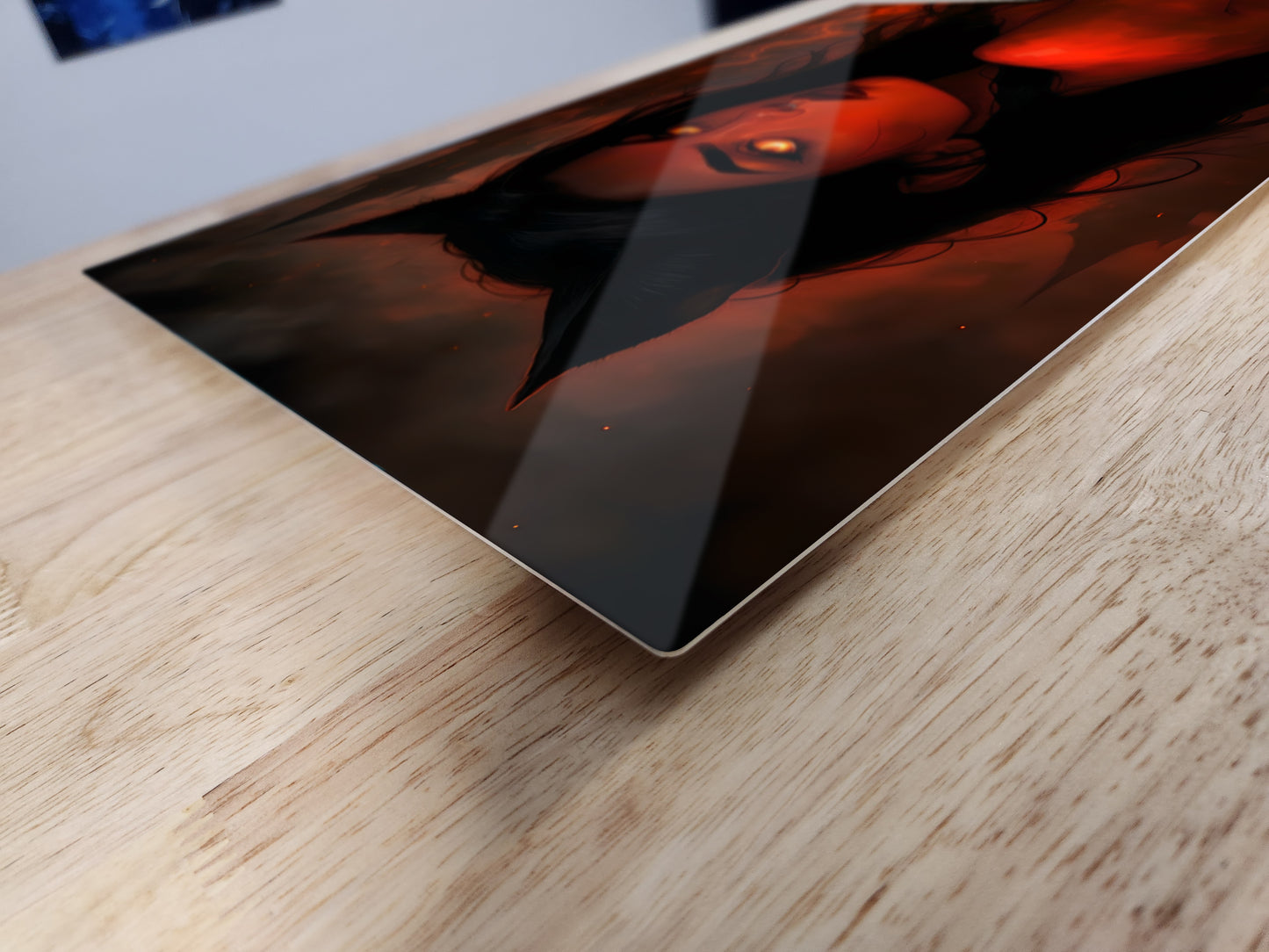 Gothic Girl Devil Cat in Flames HD Metal Wall Art – Dark Fantasy Poster 12x18