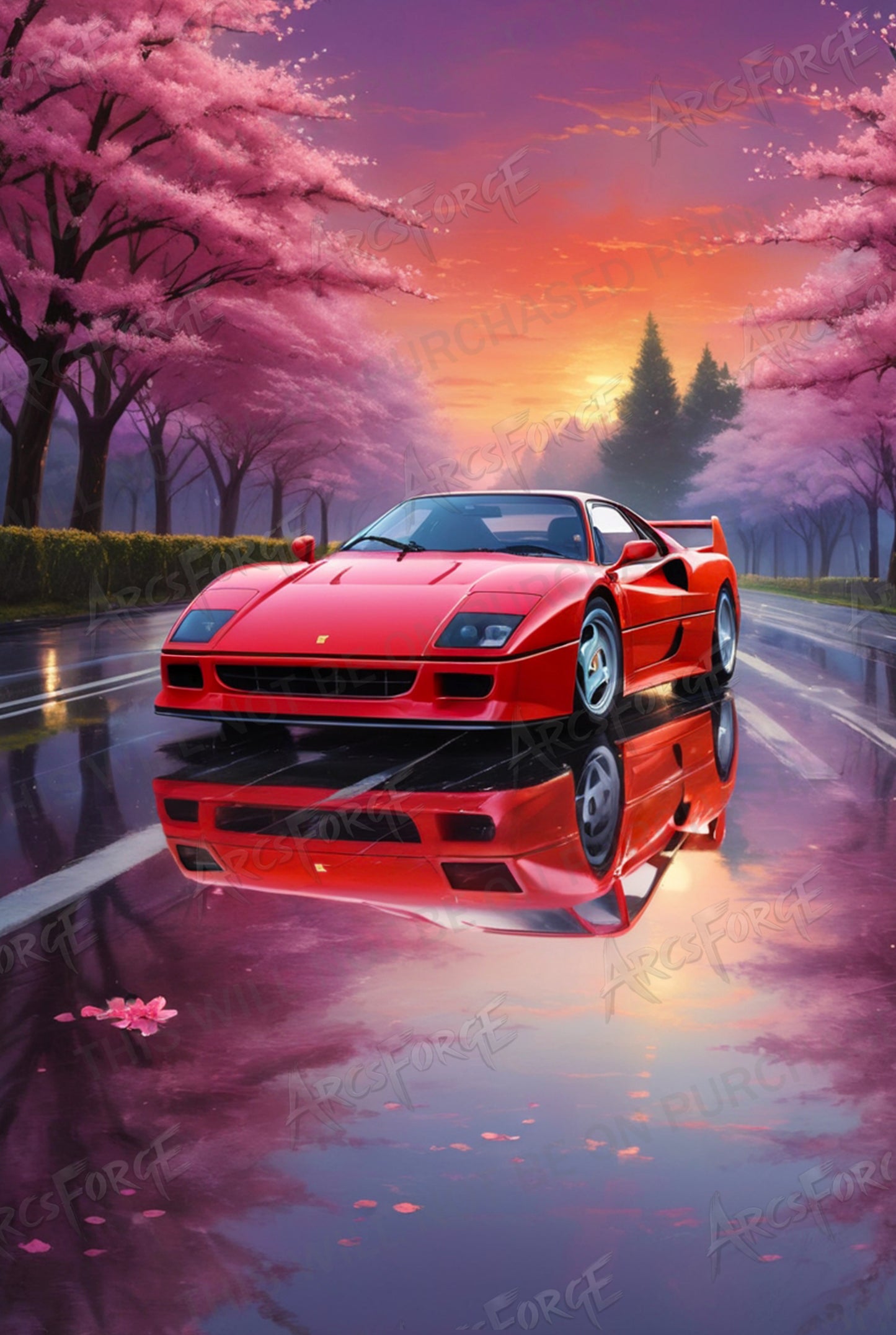 Red Ferrari F50 HD Metal Wall Art