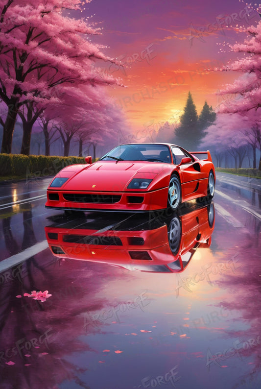 Red Ferrari F50 HD Metal Wall Art