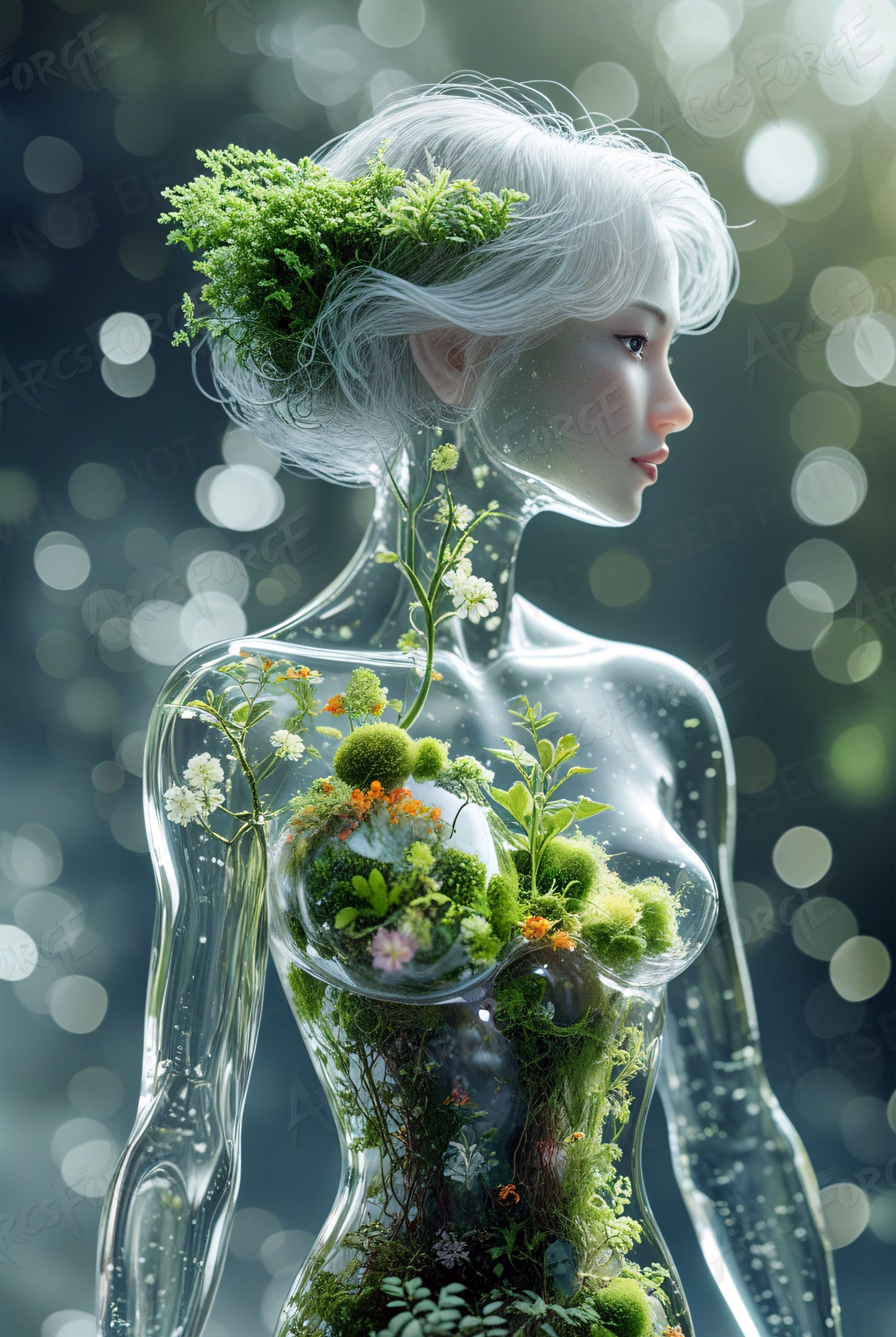 Glass Woman Tree Model