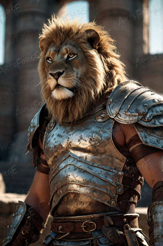 Lion Head Gladiator Metal Wall Art – 12x18 HD Warrior