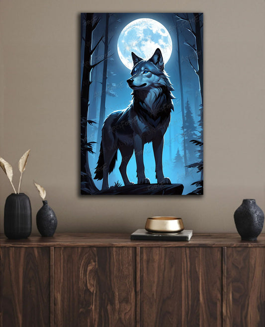 Wolf Posing Moon