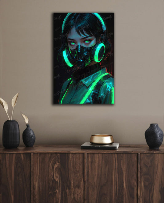 Neon Cyber Girl HD Metal Wall Art